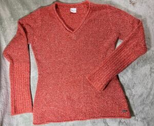 Columbia womens knit sweater orange vneck size medium